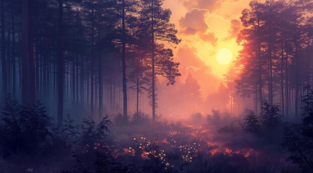wallpapersden.com forest enchanting hd sunset wxl